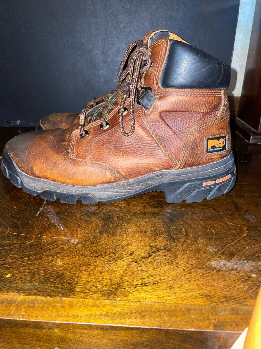 Timberland PRO Helix Brown Leather Work Boots - Men's Size 8.5